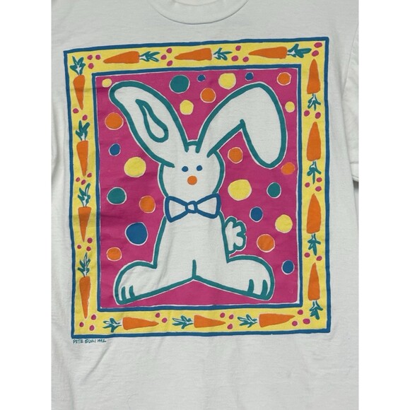 Vintage Juli Original Designs T Shirt 1992 Bunny Easter Rabbit w Carrots Size L - Picture 2 of 5